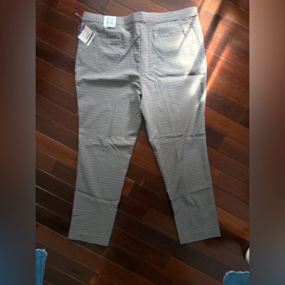 Anne Klein Women’s Black, White and Brown Checkered Chinos